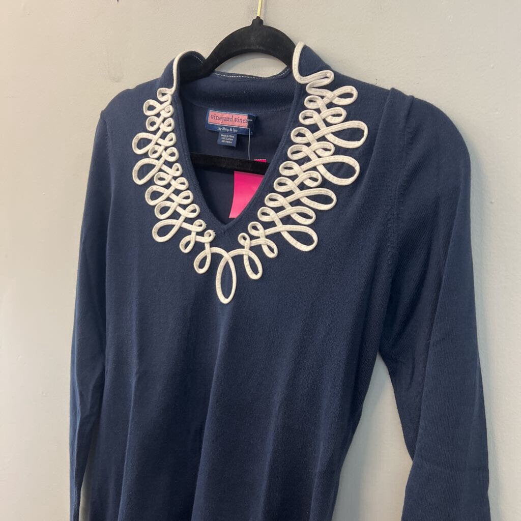 Vineyard Vines Navy/ White Detail Long Sleeve Top Extra Small