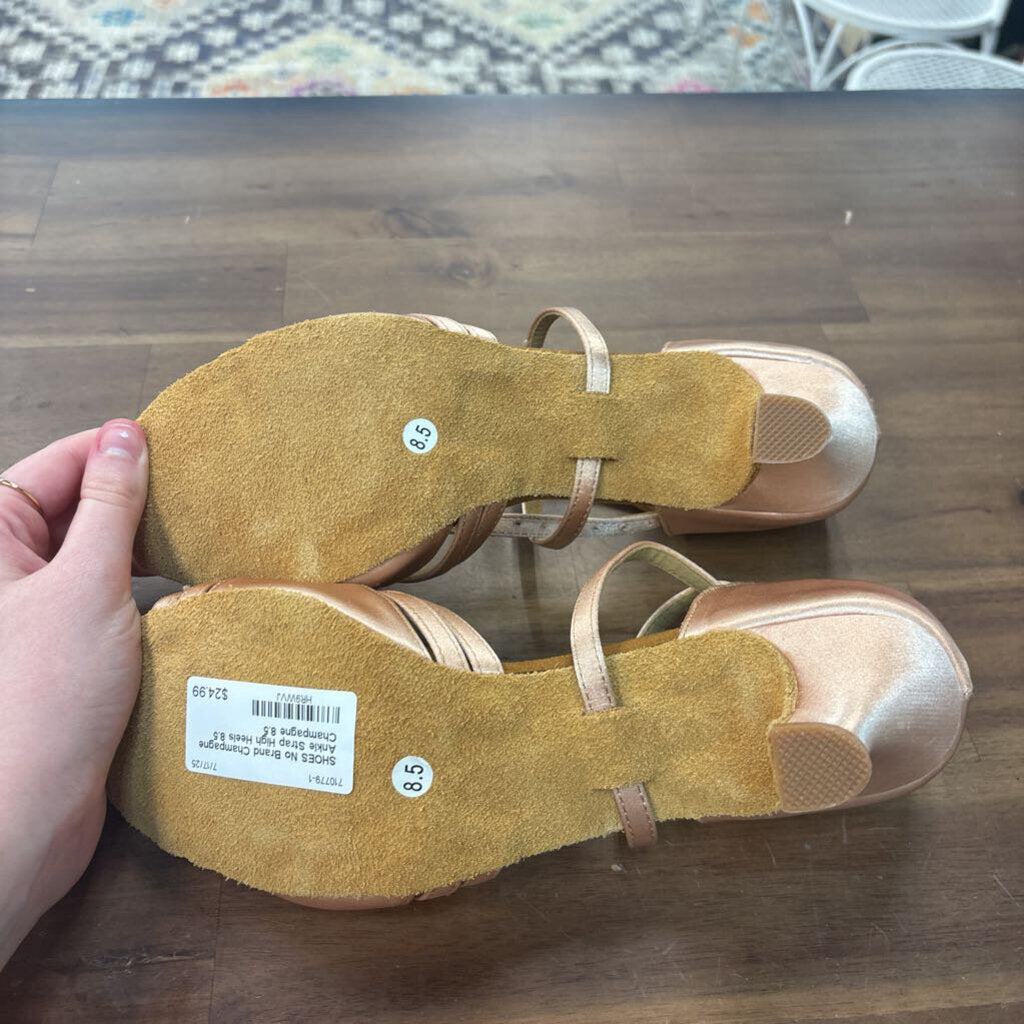 Champagne Ankle Strap High Heels 8.5