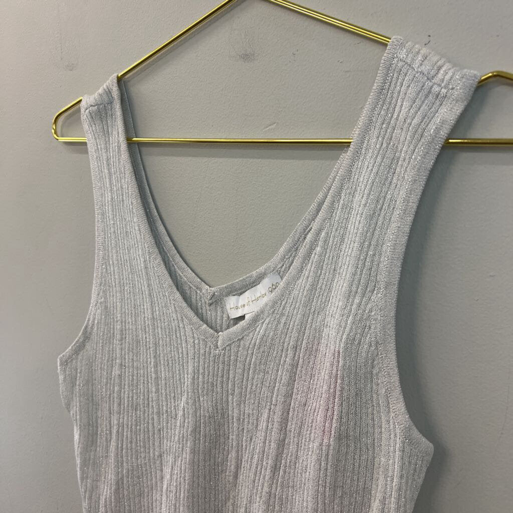 House of Harlow Grey/ Silver Thread Knit Cropped Tank Top Small
