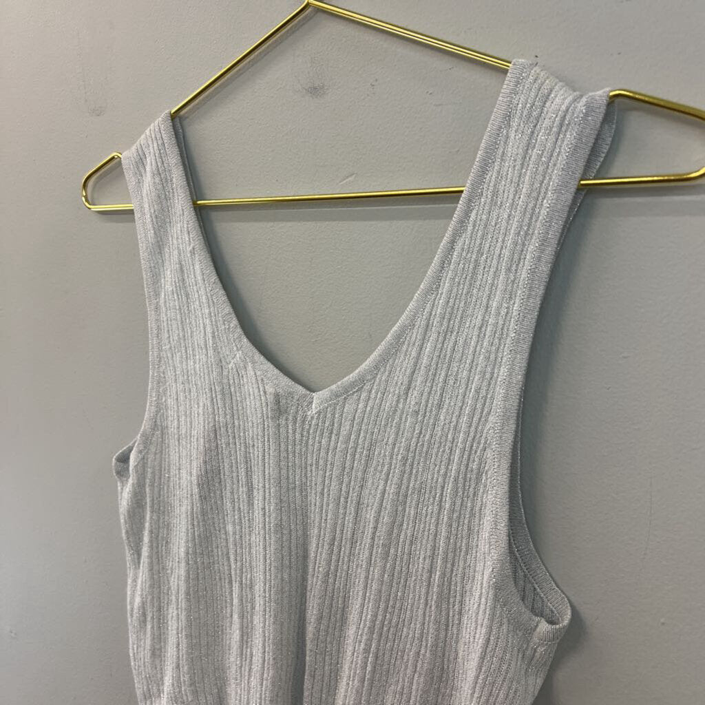 House of Harlow Grey/ Silver Thread Knit Cropped Tank Top Small