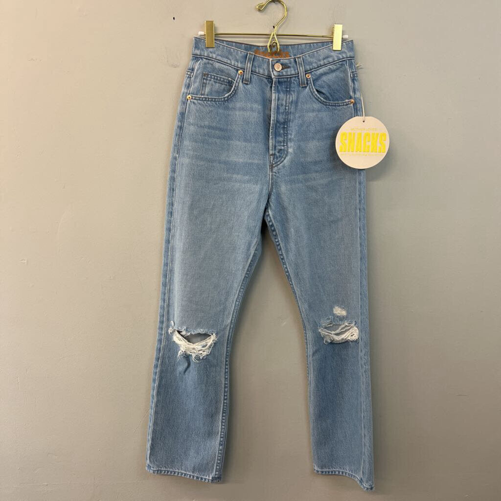 Snacks Light Wash High Waisted Distressed Jeans 25