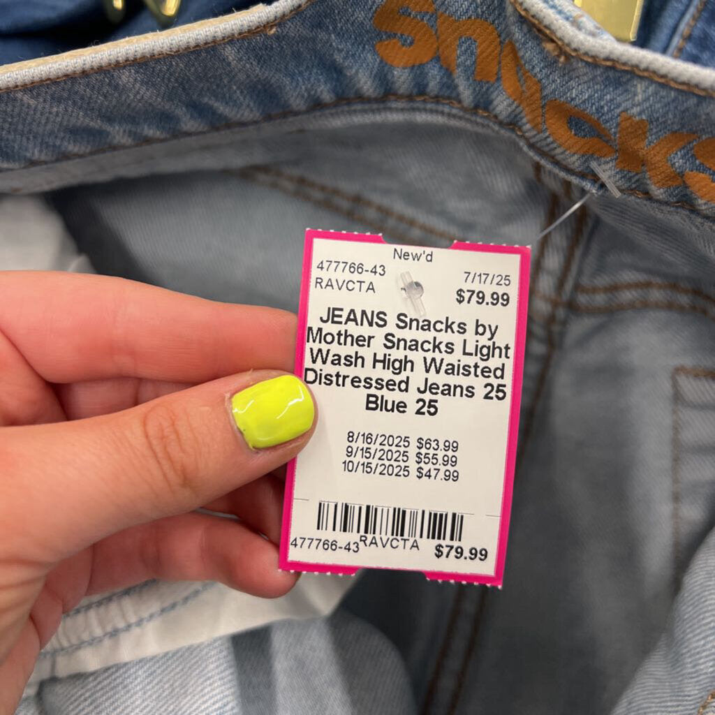 Snacks Light Wash High Waisted Distressed Jeans 25