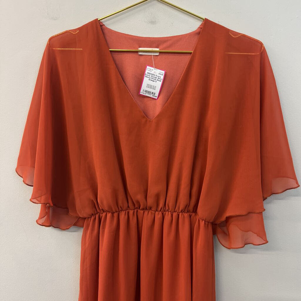 Everly Orange Short Sleeve Dress Small