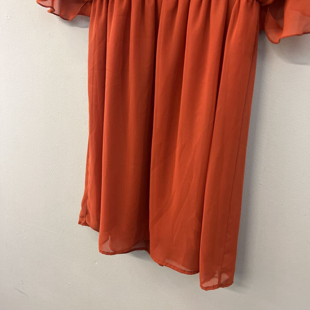 Everly Orange Short Sleeve Dress Small