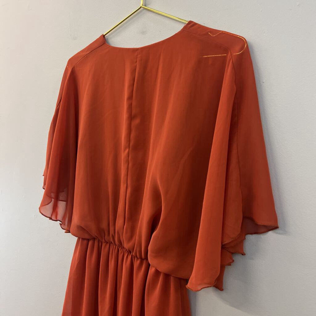 Everly Orange Short Sleeve Dress Small