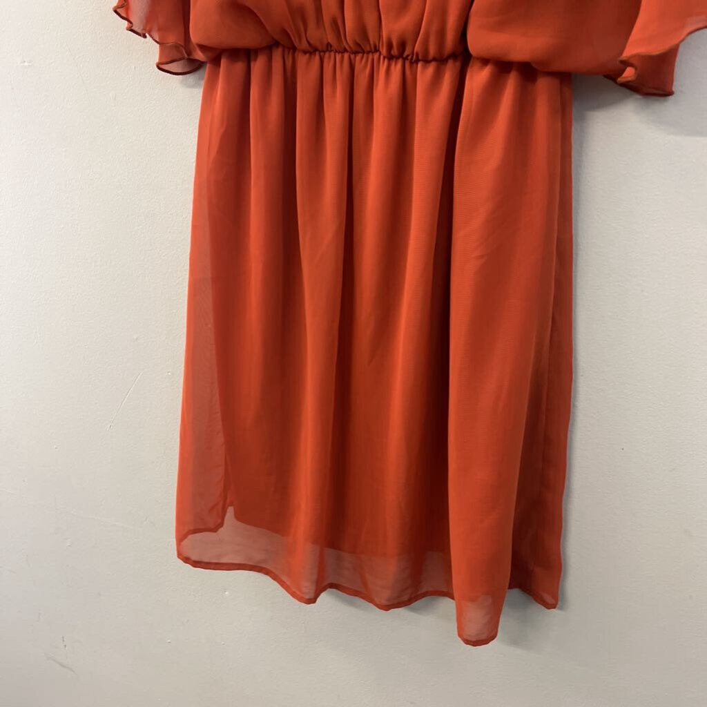 Everly Orange Short Sleeve Dress Small