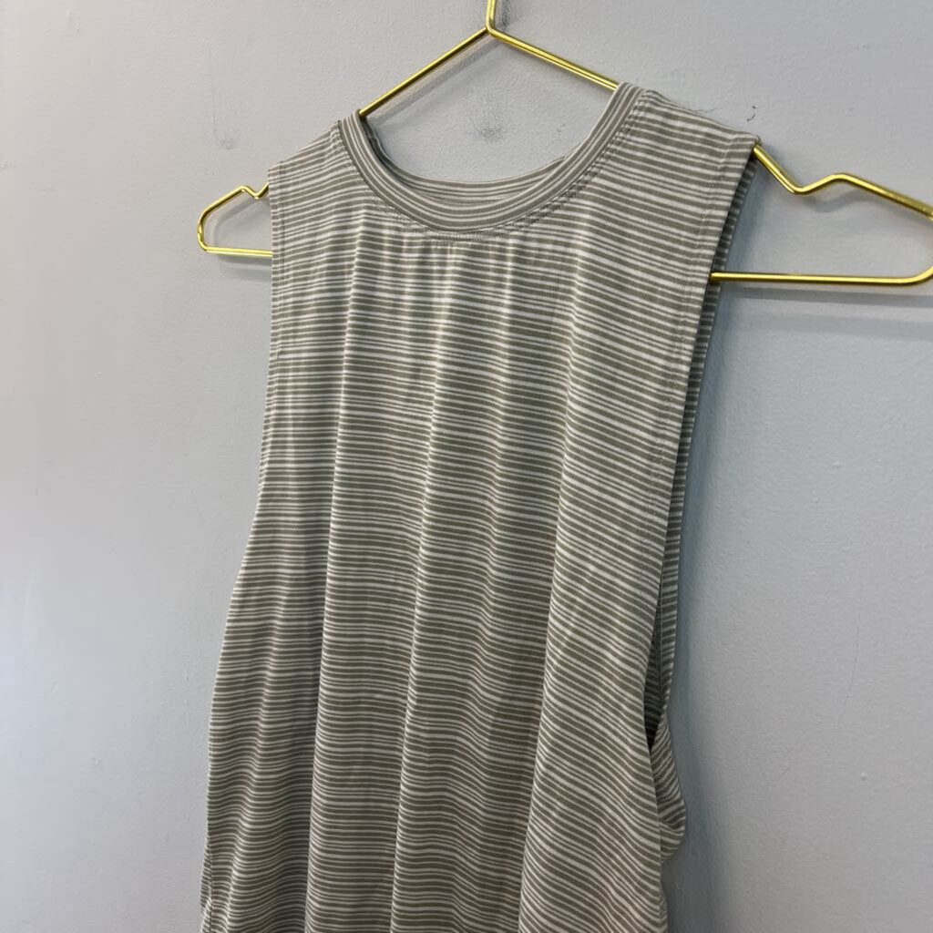 Athleta Cream/ Green Striped Athletic Tank Top XXS