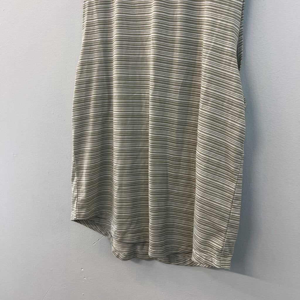 Athleta Cream/ Green Striped Athletic Tank Top XXS