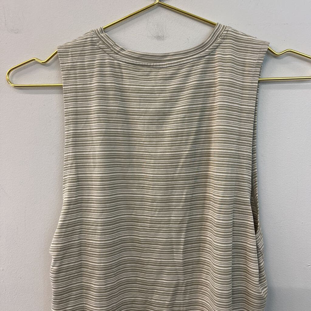 Athleta Cream/ Green Striped Athletic Tank Top XXS