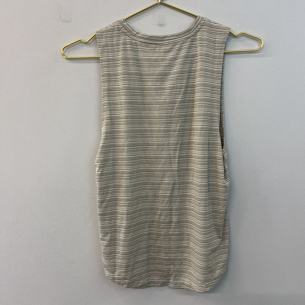 Athleta Cream/ Green Striped Athletic Tank Top XXS