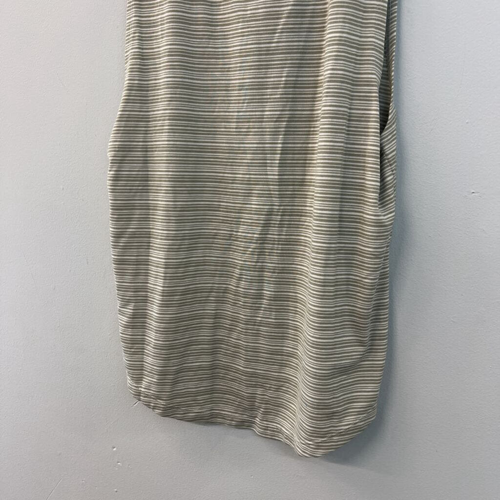 Athleta Cream/ Green Striped Athletic Tank Top XXS