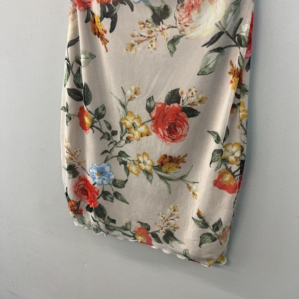 Polly and Esther Brown/ Multi Flower Print Dress Small