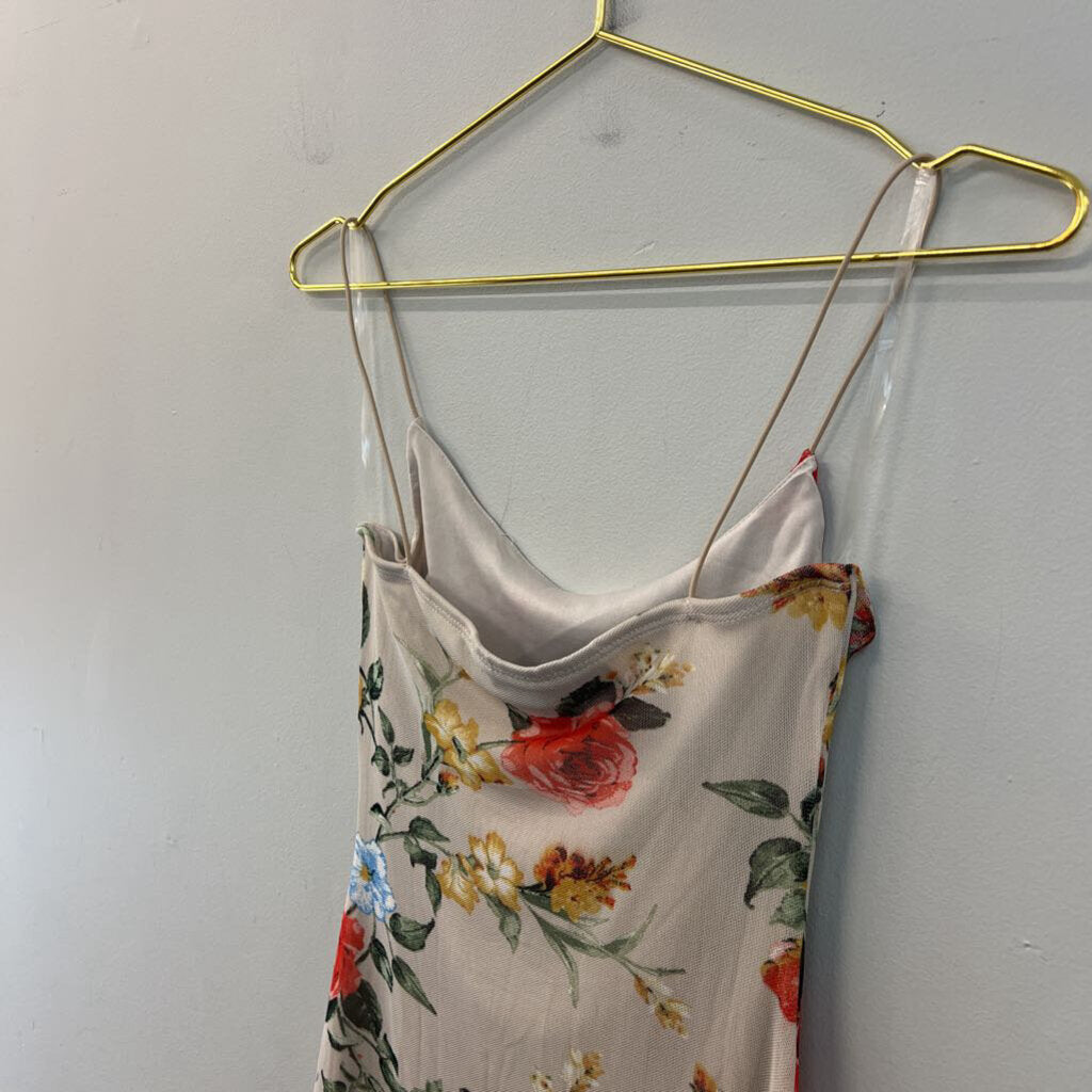 Polly and Esther Brown/ Multi Flower Print Dress Small
