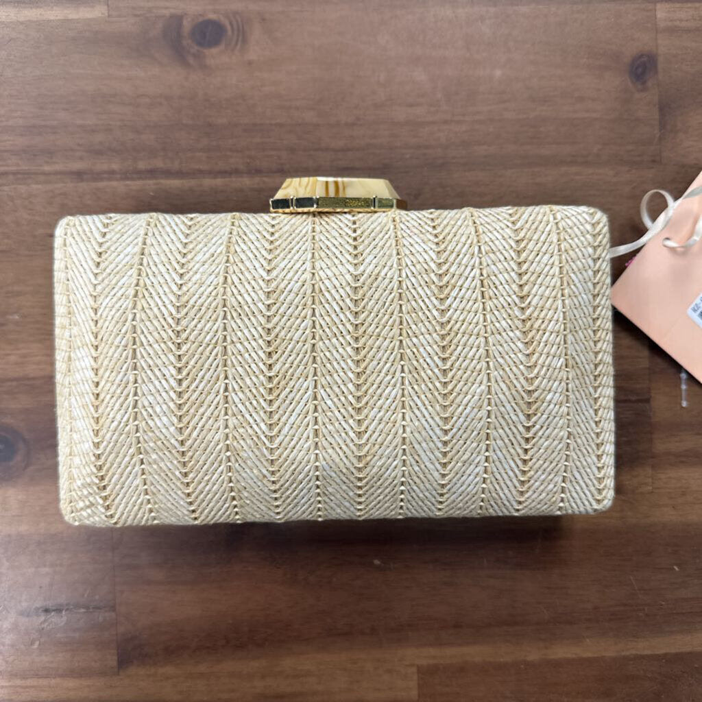 Rachel Zoe Natural Straw Woven Clutch Purse