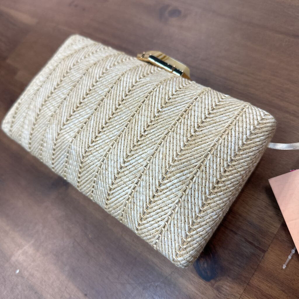 Rachel Zoe Natural Straw Woven Clutch Purse