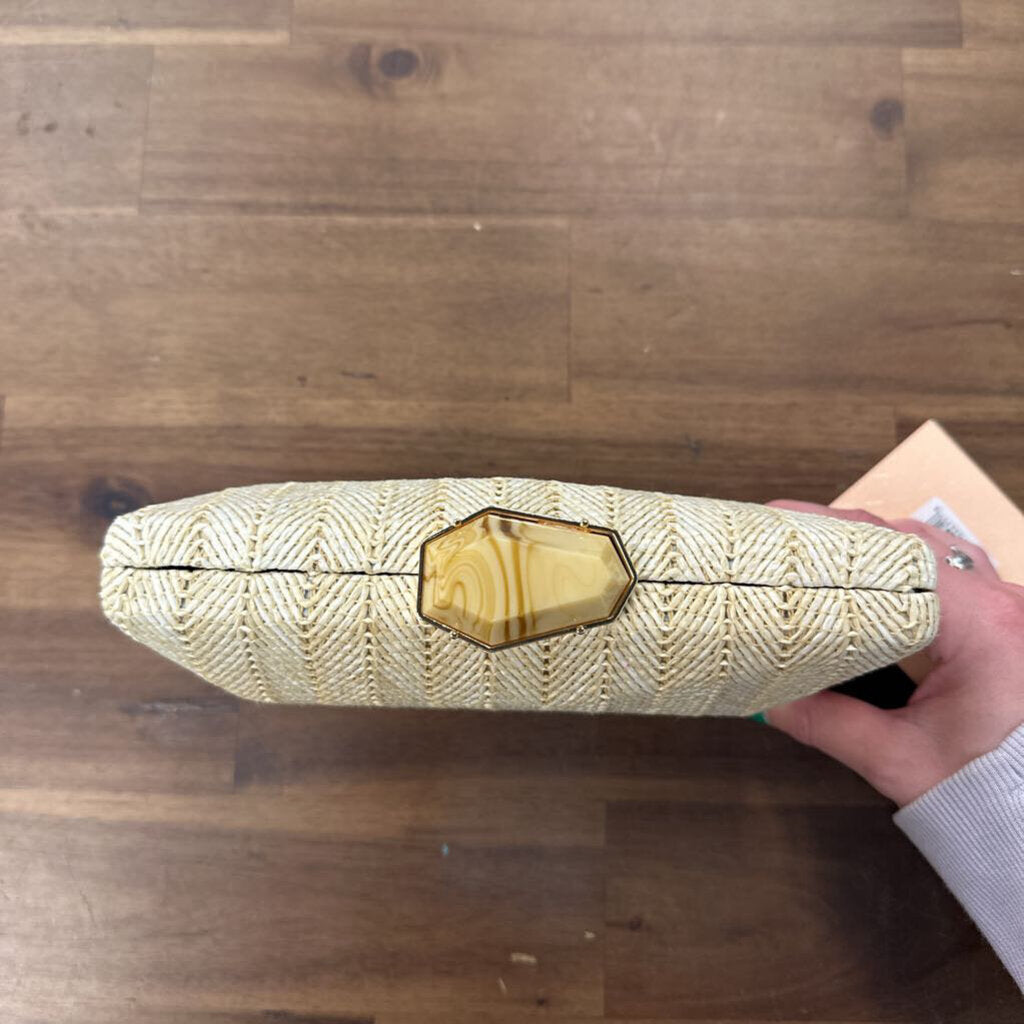 Rachel Zoe Natural Straw Woven Clutch Purse