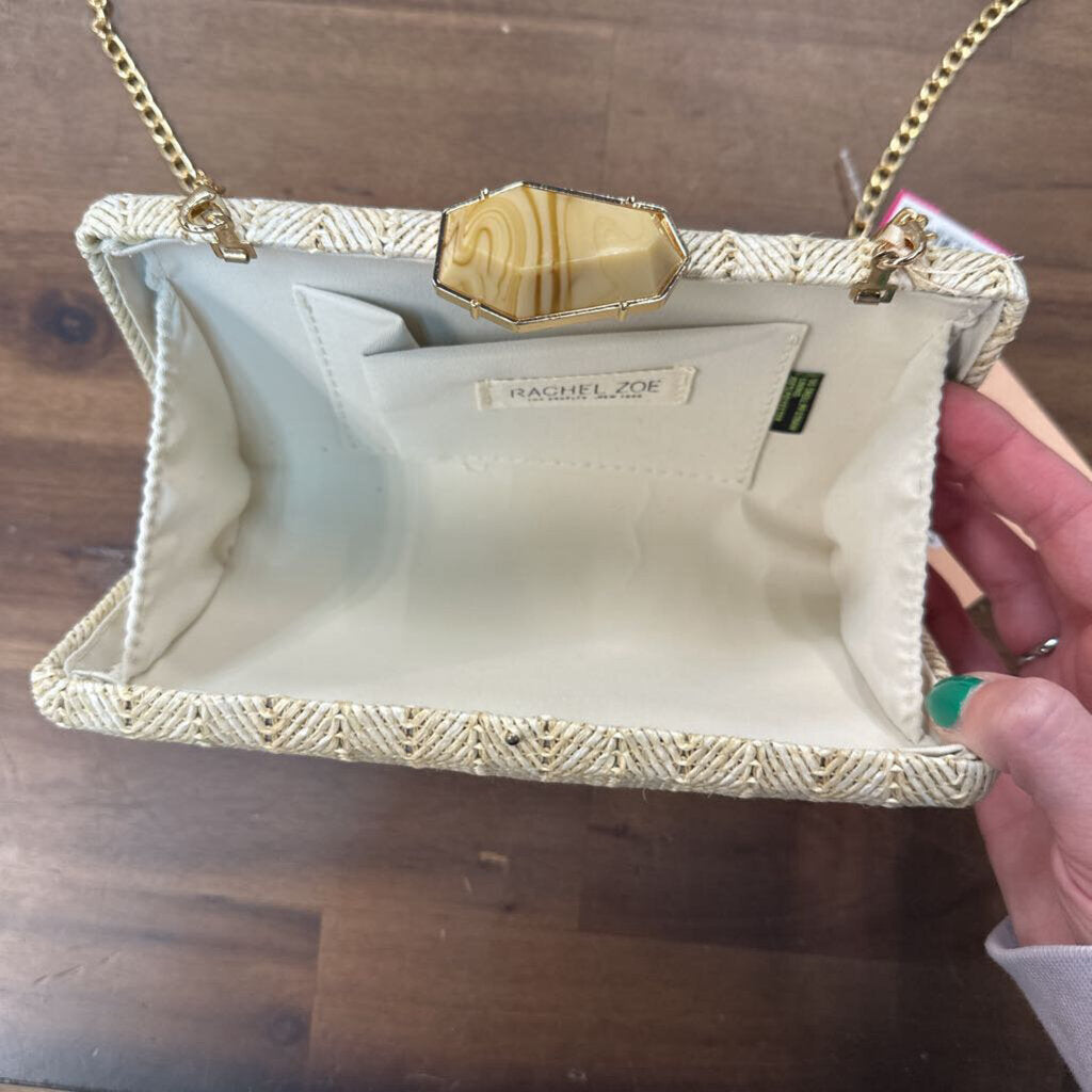 Rachel Zoe Natural Straw Woven Clutch Purse