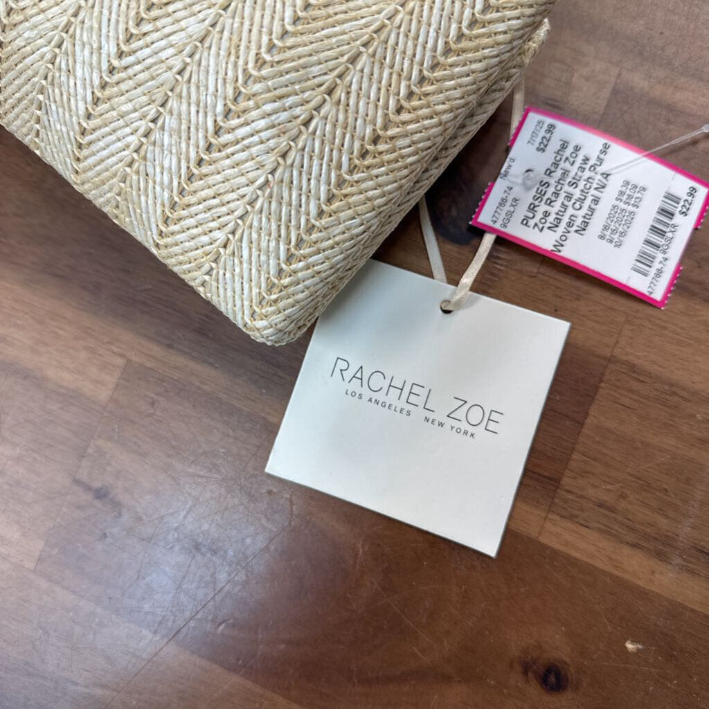 Rachel Zoe Natural Straw Woven Clutch Purse