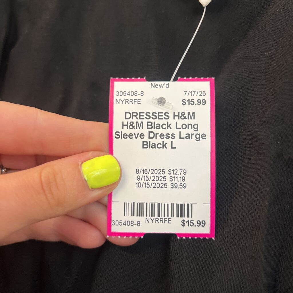 H&M Black Long Sleeve Dress Large