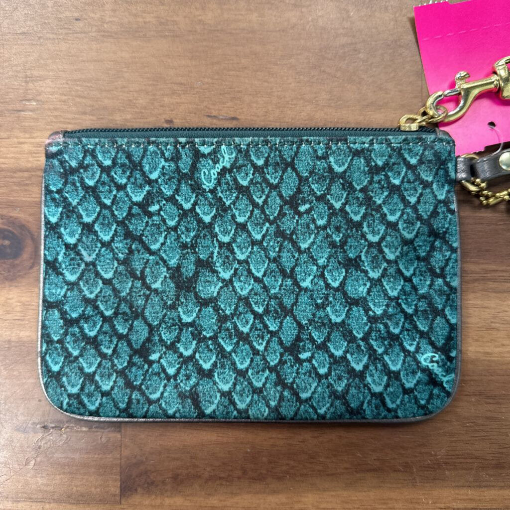 Coach Green Snakeskin Print Wristlet