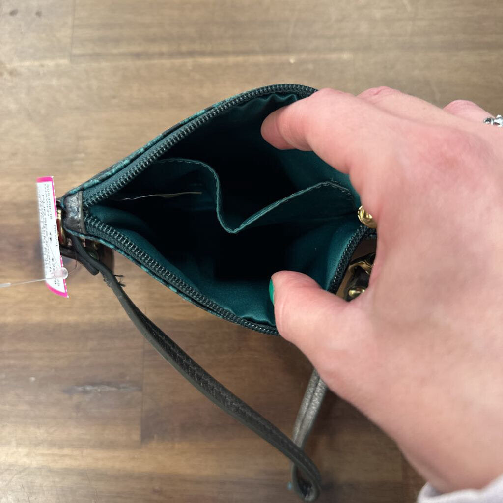 Coach Green Snakeskin Print Wristlet