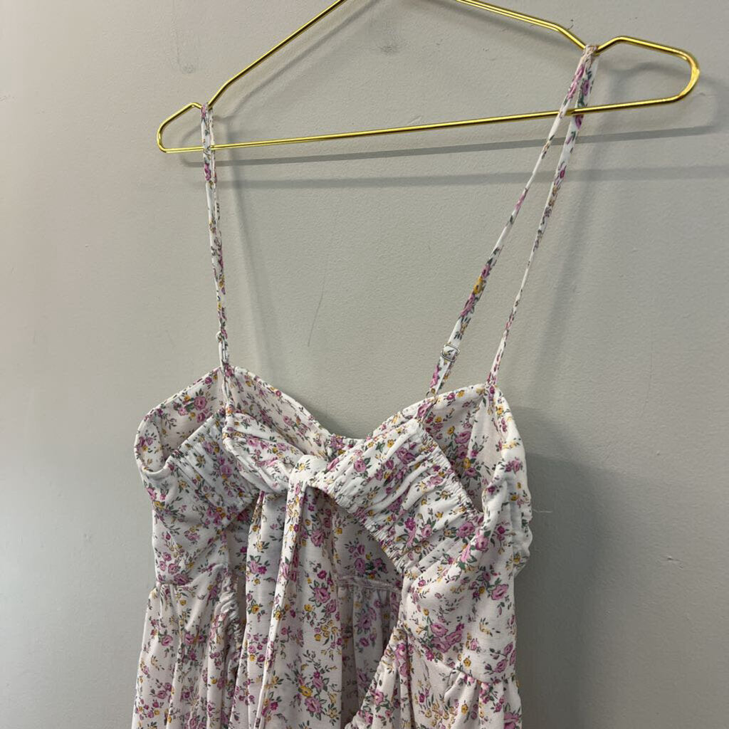 Altar'd State White/ Multi Flower Print Tie Back Dress Large