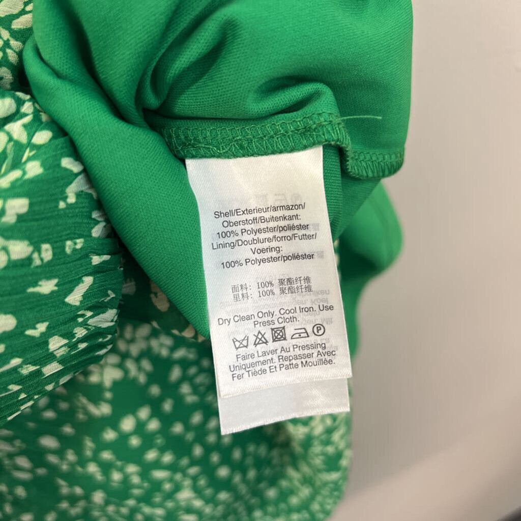 DKNY Green/ Cream Print Pleated Tank Dress 4