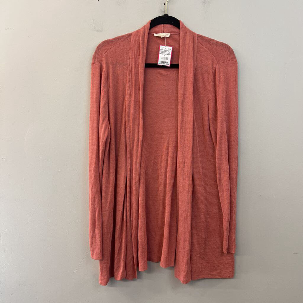 Eileen Fisher Pink Knit Open Front Cardigan Large