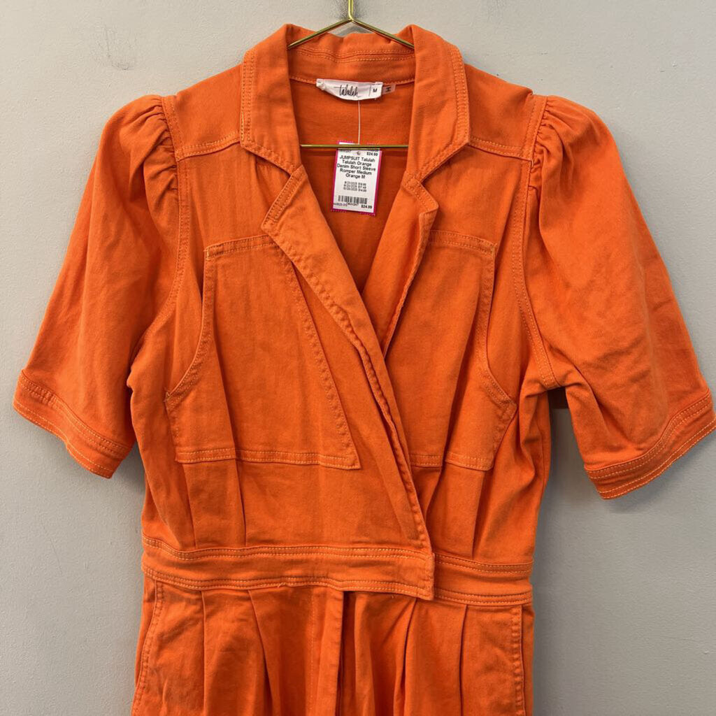 Talulah Orange Denim Short Sleeve Romper Medium