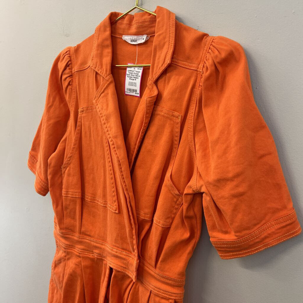 Talulah Orange Denim Short Sleeve Romper Medium