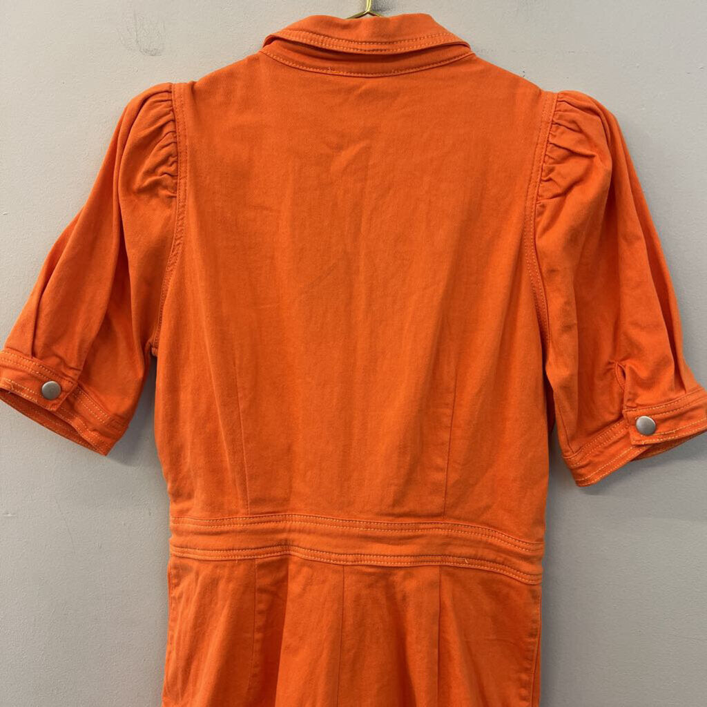 Talulah Orange Denim Short Sleeve Romper Medium