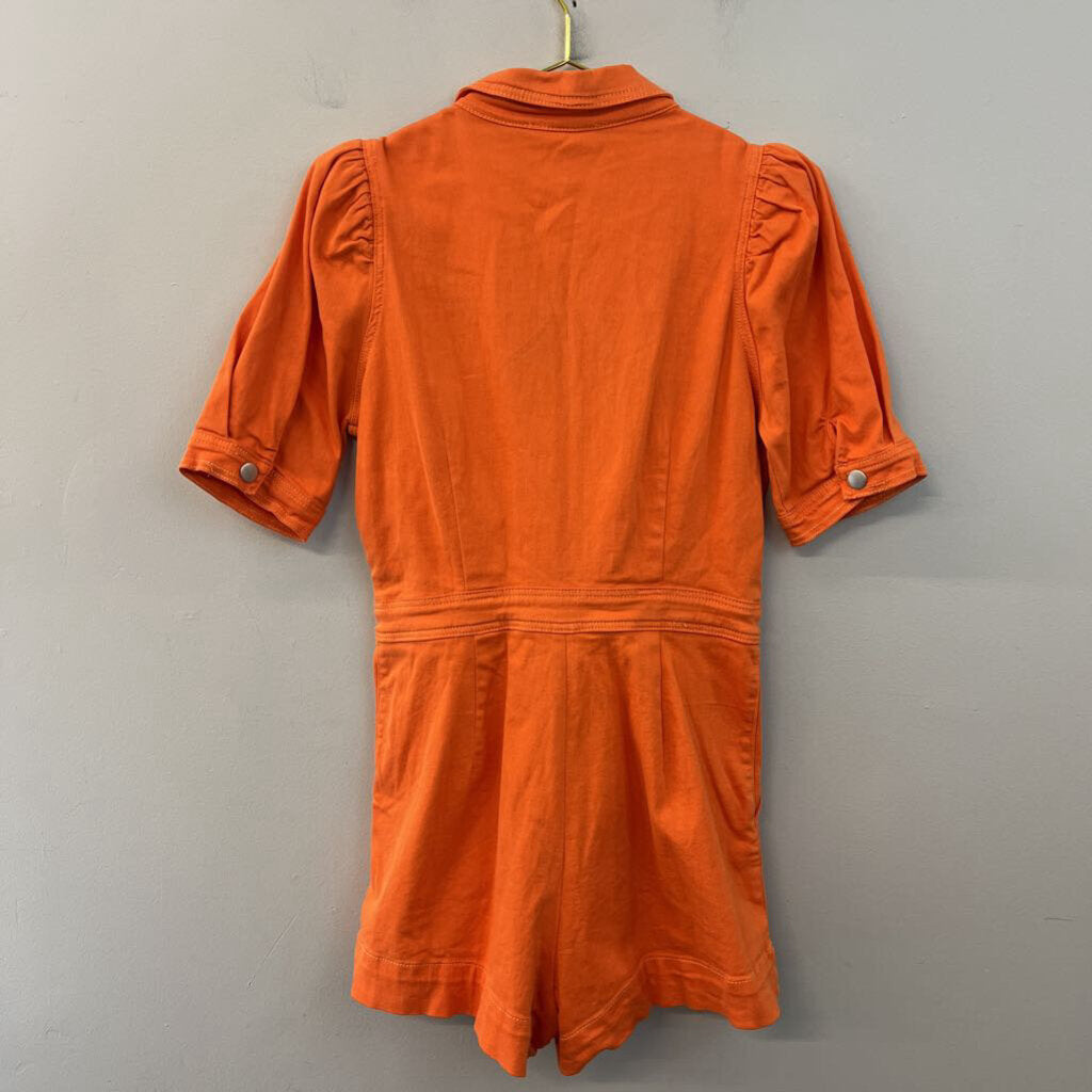 Talulah Orange Denim Short Sleeve Romper Medium