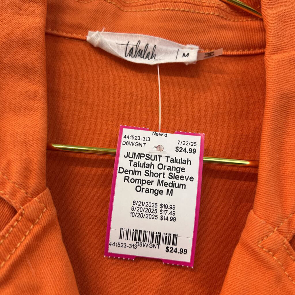 Talulah Orange Denim Short Sleeve Romper Medium