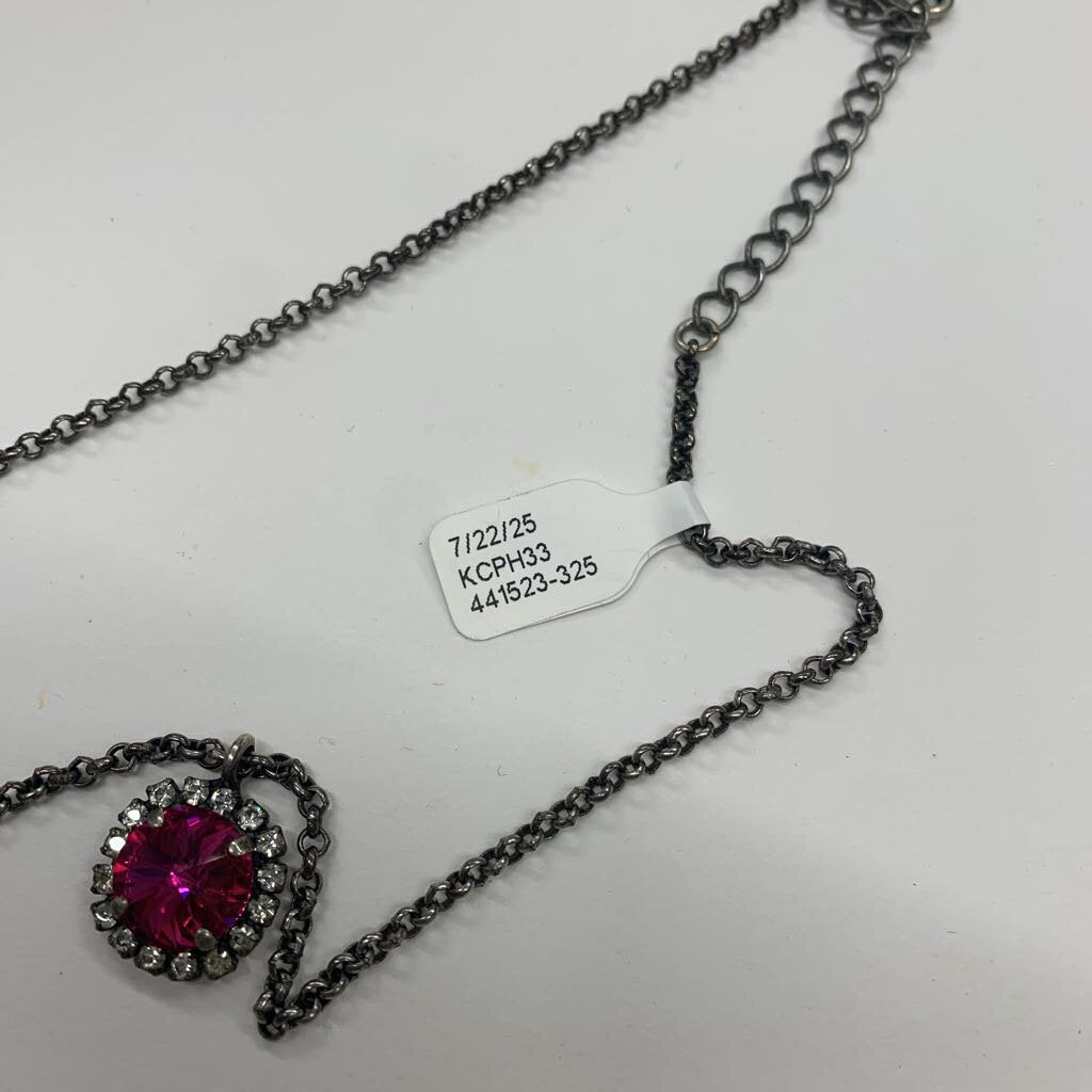Pink/ Rhinestone Pendant Necklace