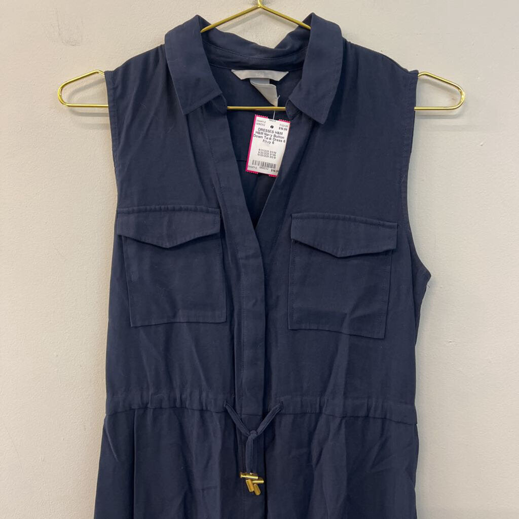 H&M Navy Button Down Tank Dress 6
