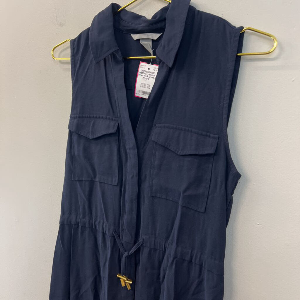 H&M Navy Button Down Tank Dress 6