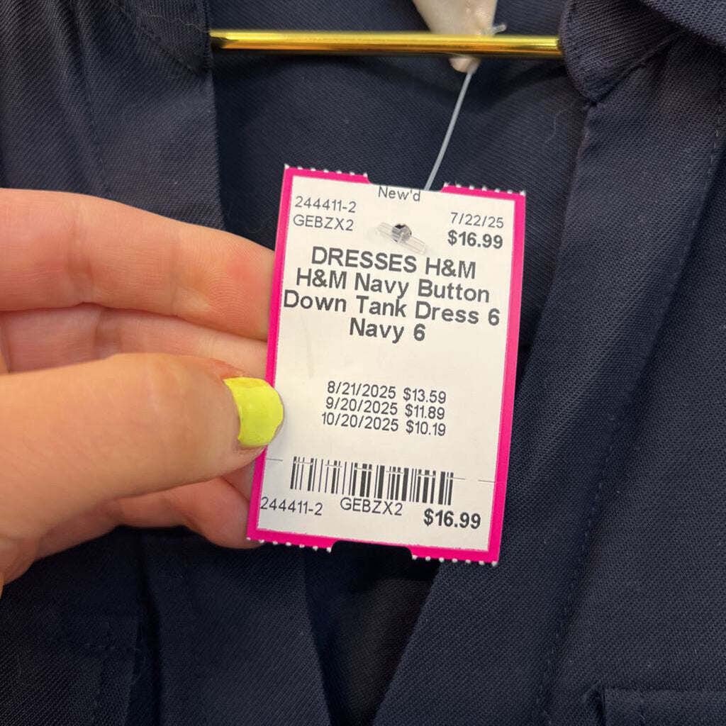 H&M Navy Button Down Tank Dress 6