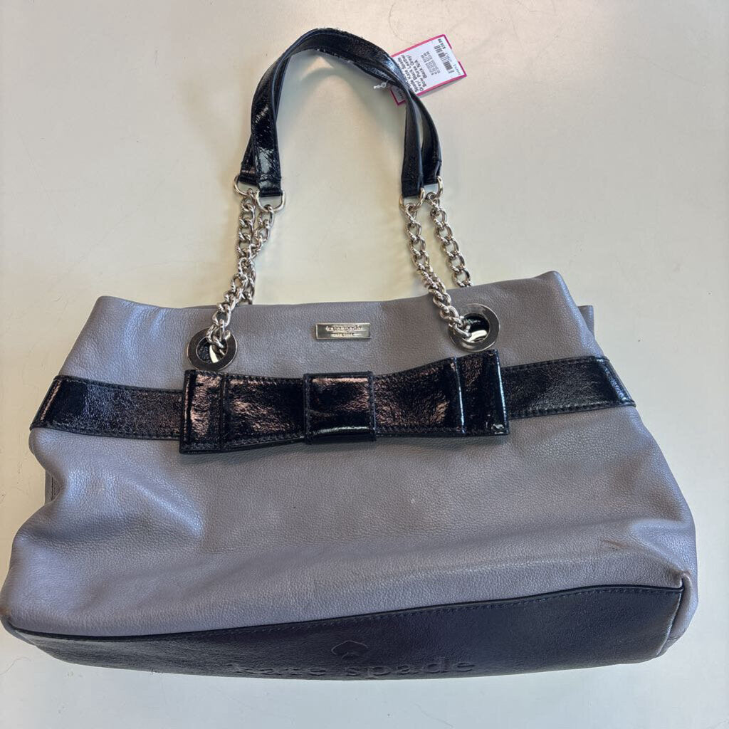 Kate Spade Grey/ Black Leather Bow Purse
