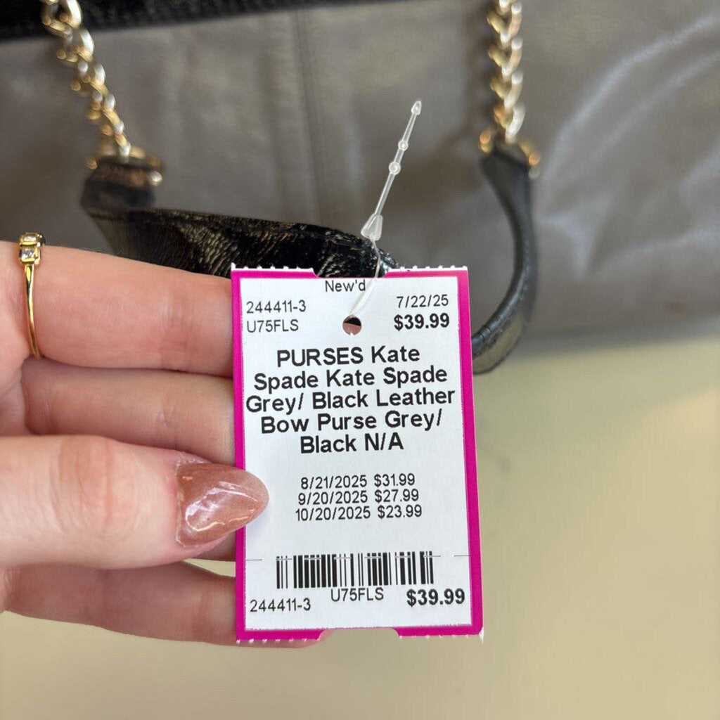 Kate Spade Grey/ Black Leather Bow Purse