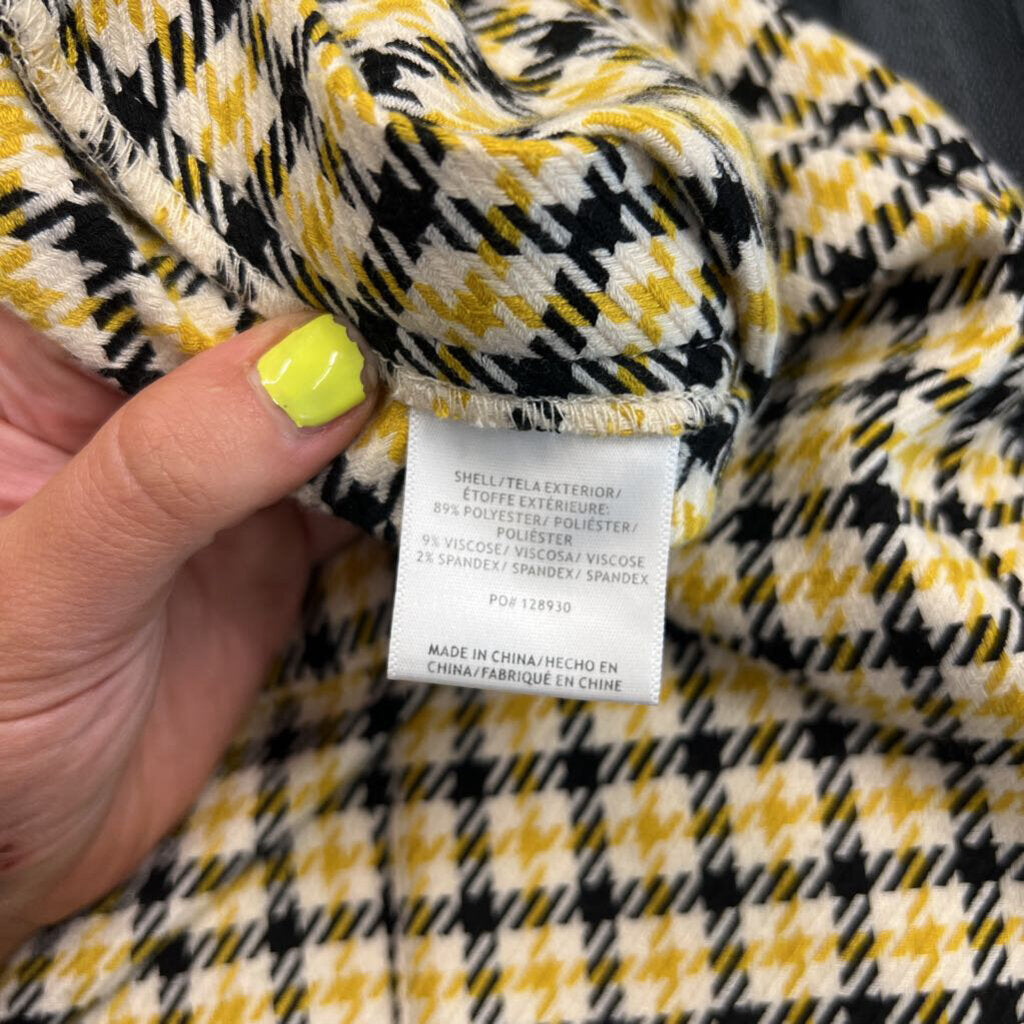 ModCloth White/ Yellow/ Black Houndstooth Wide Leg Pants 8
