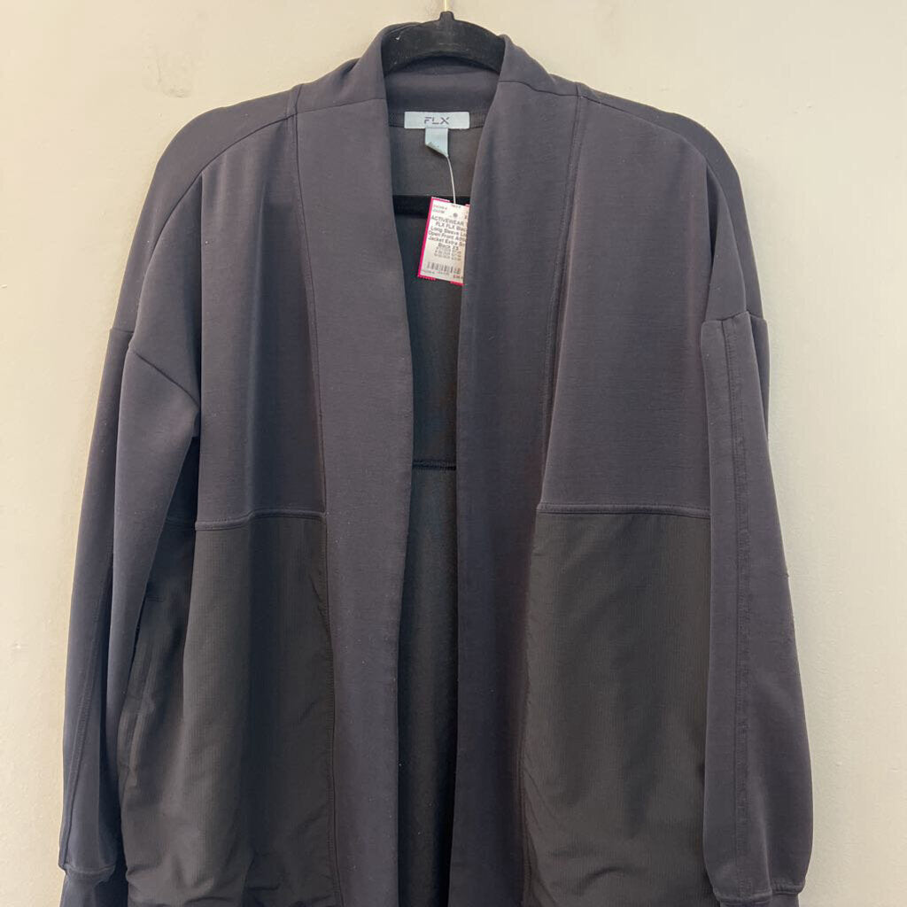 FLX Black Long Sleeve Long Open Front Athletic Jacket Extra Small