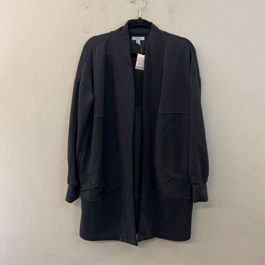 FLX Black Long Sleeve Long Open Front Athletic Jacket Extra Small