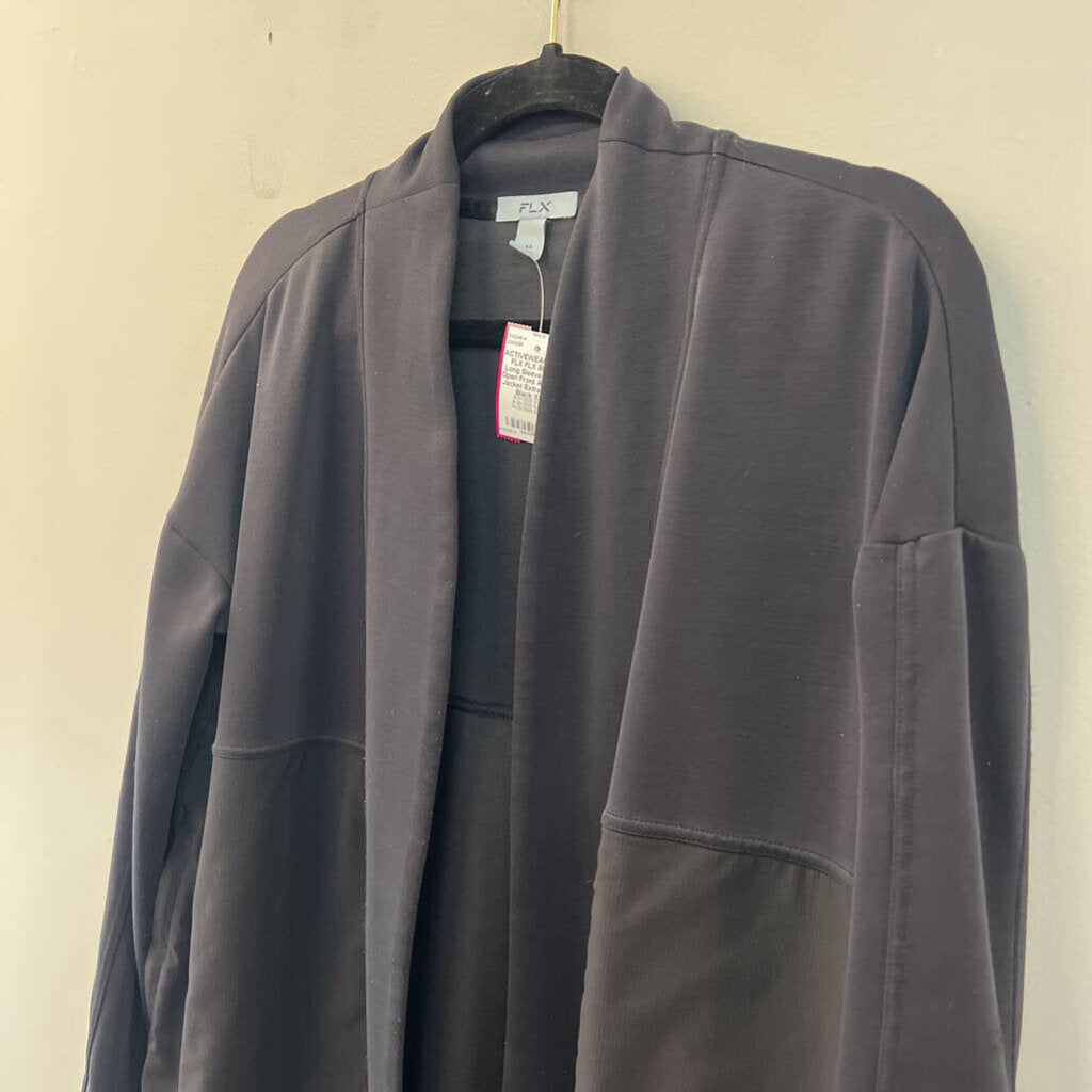 FLX Black Long Sleeve Long Open Front Athletic Jacket Extra Small