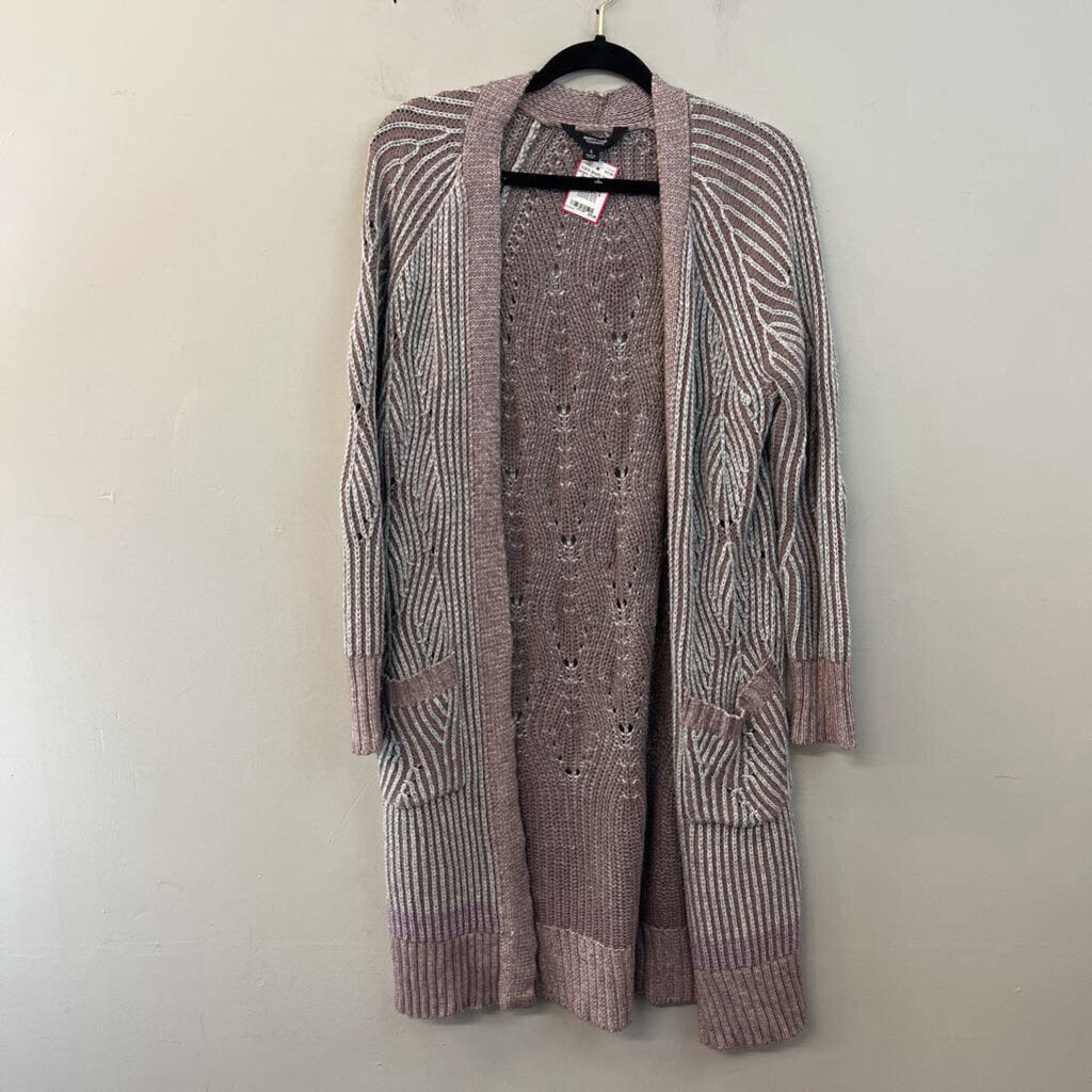 Simply Vera Mayve/ Grey Knit Long Sleeve Open Front Cardigan Small