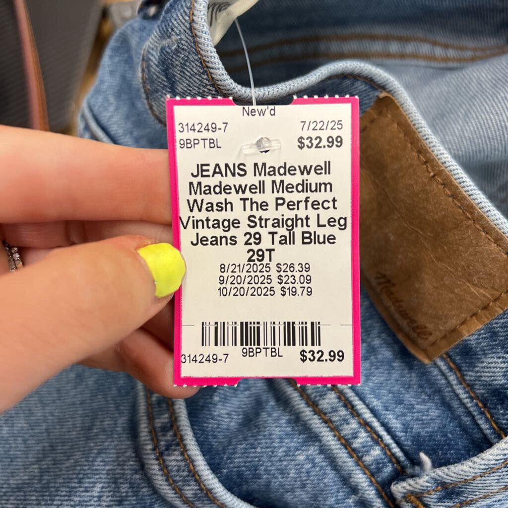Madewell Medium Wash The Perfect Vintage Straight Leg Jeans 29 Tall