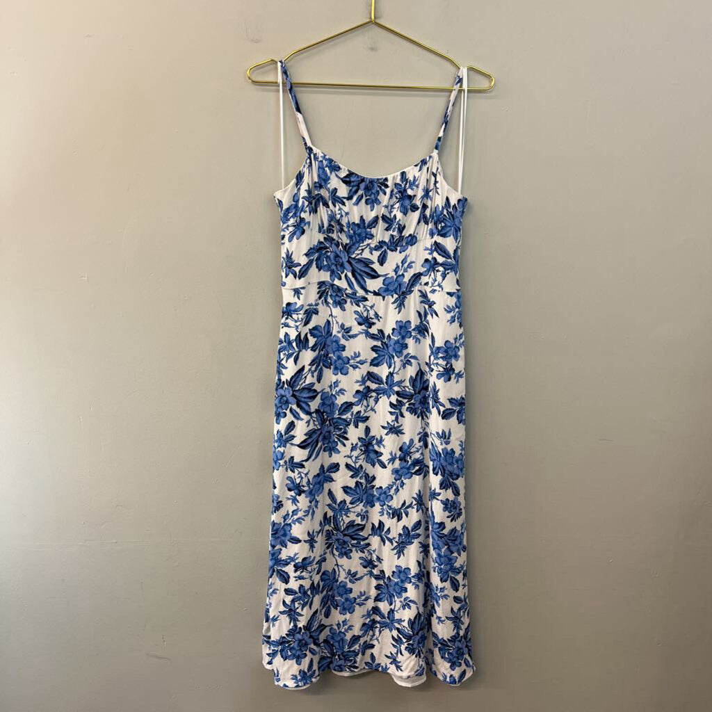 Loft White/ Blue Flower Print Maxi Dress 8