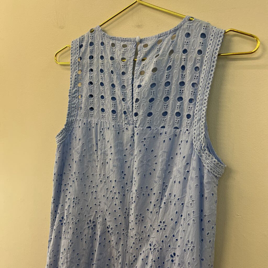 Loft Blue Embroidered Eyelet Lace Tank Dress 6
