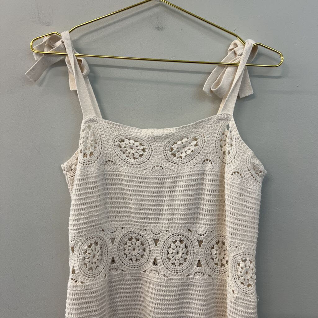 Loft Beach Cream Crochet Knit Maxi Dress Small