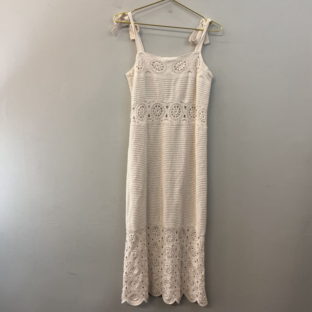 Loft Beach Cream Crochet Knit Maxi Dress Small