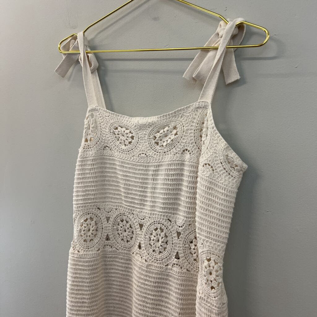 Loft Beach Cream Crochet Knit Maxi Dress Small